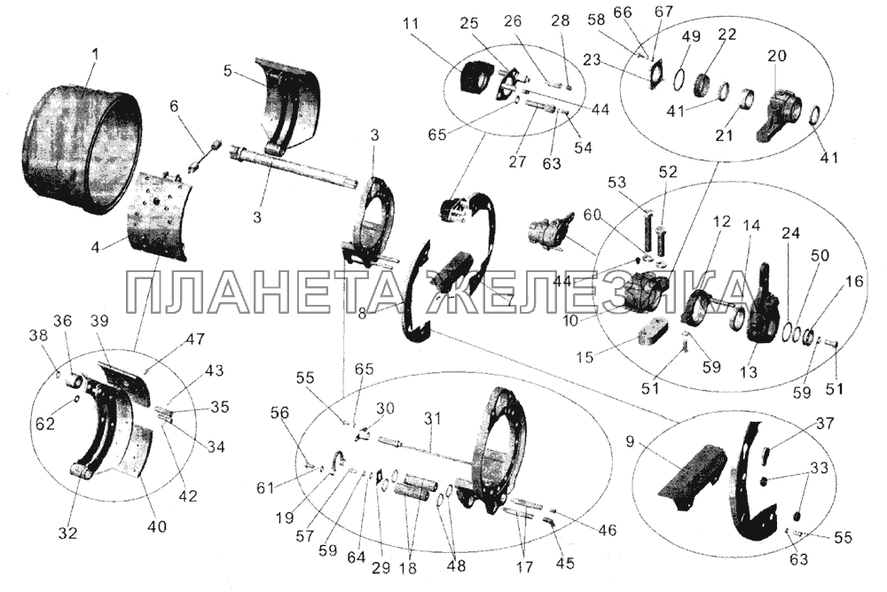 Тормозной механизм заднего моста МАЗ-103 (левый) МАЗ-103 (2005)